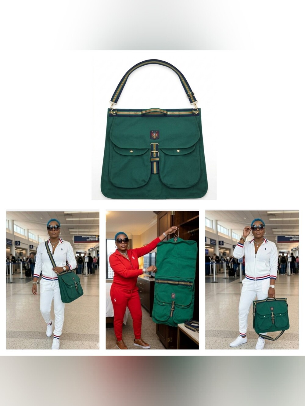 POLO Vintage Garment Travel Green Canvas Garment Bag 1990's